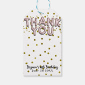 Étiquettes-cadeau Balloons rose or rose Confetti Merci moderne (Dos)