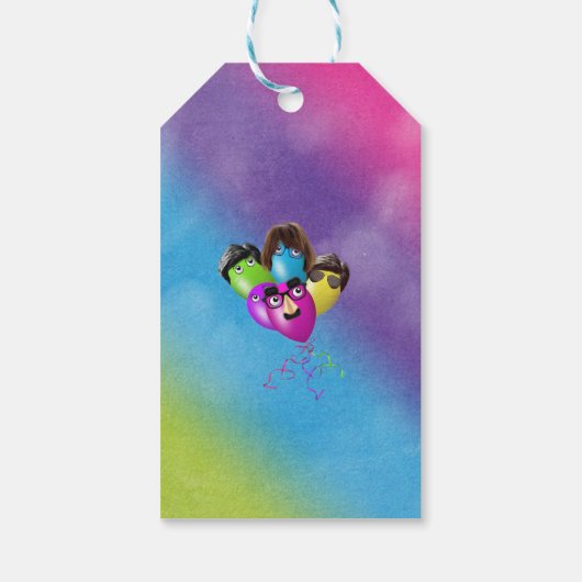 Étiquettes-cadeau Ballotte d'anniversaire arc-en-ciel du groupe (Dos)