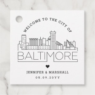 Étiquettes Cadeau Baltimore Skyline   Accueil Mariage