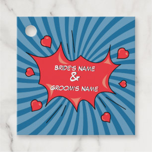 Étiquettes Cadeau Bande dessinée colorée Pop Art Mariage Cadeau