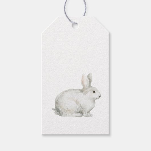 Étiquettes-cadeau Bandes-annonces cadeau lapin de Pâques blanc (Devant)