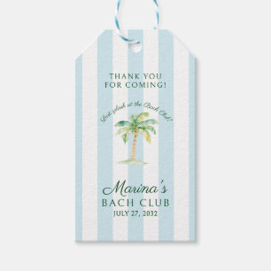 Étiquettes-cadeau Bandes Bleues Palm Beach Bach Club Mariage Remerci