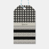 Étiquettes-cadeau Bandes D'Argent Et De Noir Et Points De Parties sc (Devant)