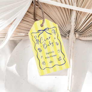 Étiquettes-cadeau Bandes Jaunes Thème Italien Ciao Bébé