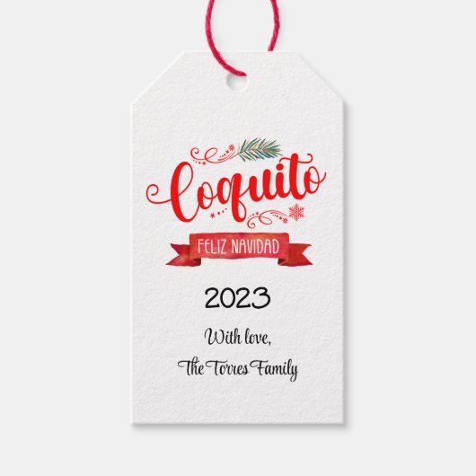 Étiquettes-cadeau Bannière rouge Coquito Sticker Feliz Navidad Round (Devant)