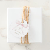 Étiquettes Cadeau Baptême arc rose bébé fille en faveur tags (En situation)
