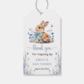 Étiquettes-cadeau Baptême Bébé Fille Fleur Sauvage Lapin Adorable Ga (Devant)