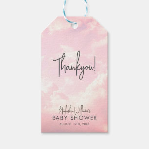 Étiquettes-cadeau Baptême Bébé Nuages Rose Pastel Envoyés du Ciel