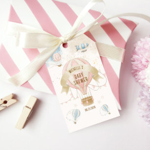 Étiquettes-cadeau Baptême Bébé Pastel Montgolfière 