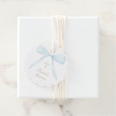 Étiquettes Cadeau Baptême bleu arc (En situation)