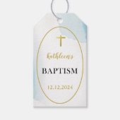 Étiquettes-cadeau Baptême Bleu Élégant (Devant)
