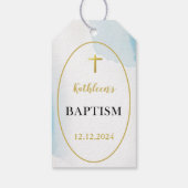 Étiquettes-cadeau Baptême Bleu Élégant (Dos)