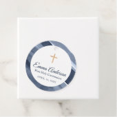 Étiquettes Cadeau Baptême classique bleu moderne 1ère communion (En situation)