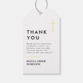 Étiquettes-cadeau Baptême Croix Or Minimal Moderne (Devant)
