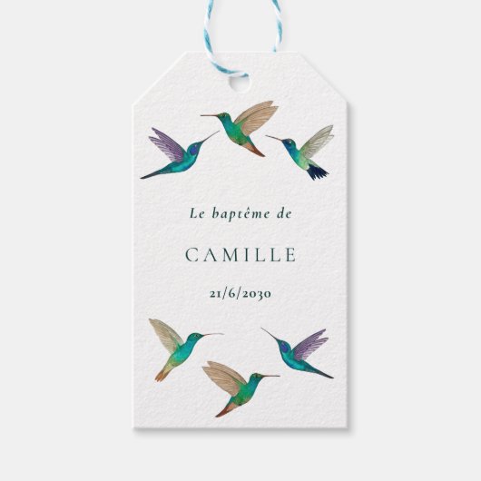 Étiquettes-cadeau Baptême de colibri (Devant)