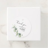 Étiquettes Cadeau Baptême de mariage minimaliste botanique d'eucalyp (En situation)