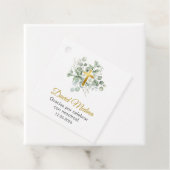 Étiquettes Cadeau Baptême doux et élégant Aquarelle Feuille vert (En situation)