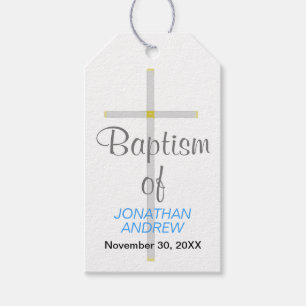 Étiquettes-cadeau Baptême élégant du nom Silver Cross Blue