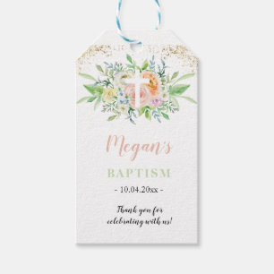Étiquettes-cadeau Baptême Favoriser Cadeau Tag floral rose pâle