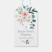 Étiquettes-cadeau Baptême Fleur Rose et Eucalyptus (Dos)