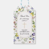 Étiquettes-cadeau Baptême fleur sauvage Boho Chic (Devant)
