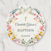 Étiquettes Cadeau Baptême Fleur sauvage coloré (Dos)