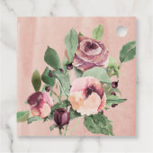 Étiquettes Cadeau baptême marsala fleuri rose pâle monogramme (Dos)
