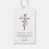 Étiquettes-cadeau Baptême Merci Dusty Rose Girl (Devant)