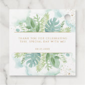 Étiquettes Cadeau Baptême Merci Vert et bleu vert aquarelle (Dos)