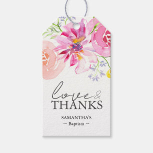 Étiquettes-cadeau Baptême Personnalisé Favoriser Tags Aquarelle Fleu