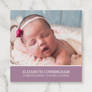 Étiquettes Cadeau Baptême Pour Elle Photo personnalisée simple mod