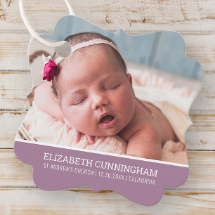 Étiquettes Cadeau Baptême Pour Elle Typographie simple Photo perso
