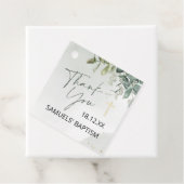 Étiquettes Cadeau Baptême Vert & Or Foliage Favoriser Baptême (En situation)