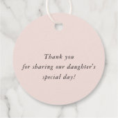 Étiquettes Cadeau BAPTISM MERCI or moderne croix fille bébé rose (Dos)