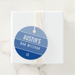 Étiquettes Cadeau BAR MITZVAH moderne ombre gras bloc bleu royal