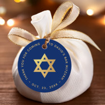 Bar Mitzvah Royal Blue Faux Gold Star of David