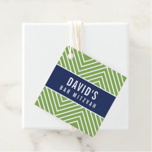 Étiquettes Cadeau BAR MITZVAH simple géométrique moderne vert marine