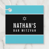 Étiquettes Cadeau BAR MITZVAH simple moderne étoile noir turquoise (Devant)