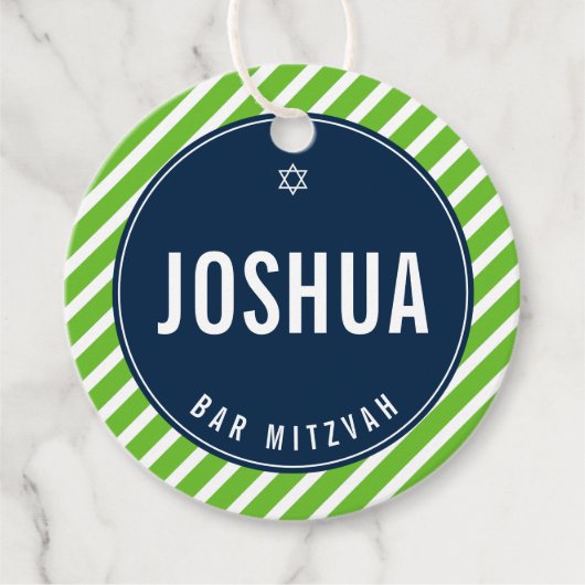 Étiquettes Cadeau BAR MITZVAH simple moderne nfl vert marine bleu (Devant)