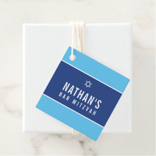 Étiquettes Cadeau BAR MITZVAH simple moderne simple étoile bleu roya