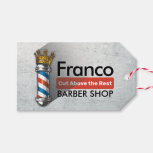 Étiquettes-cadeau Barber Hair Shop King Crown Barber Pole Hair Salon