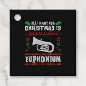 Étiquettes Cadeau Baritone Euphonium laide style pull de Noël (Devant)
