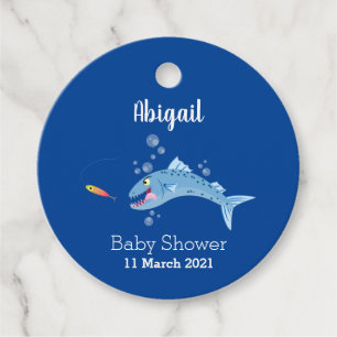 Étiquettes Cadeau Barracuda poisson affamé de la pêche dessin animé