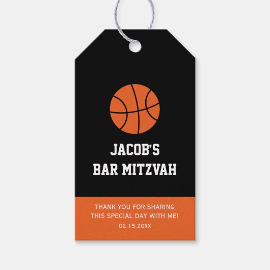 Étiquettes-cadeau Barre de basket Mitzvah (Devant)