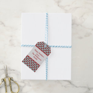 Étiquettes-cadeau Bas Chaussettes de Noël Rouge Blanc Bleu Joyeuses 