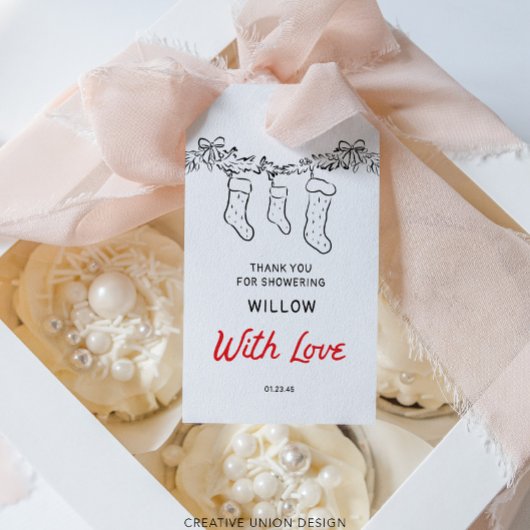 Étiquettes-cadeau Bas dessinés à la main Fête joyeuse de bébé