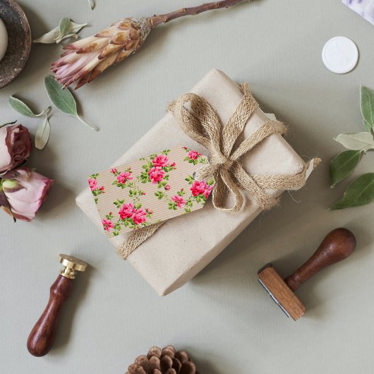 Étiquettes-cadeau Base de papier d'illustration rose vintage