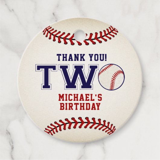 Étiquettes Cadeau Baseball 2e anniversaire (Devant)