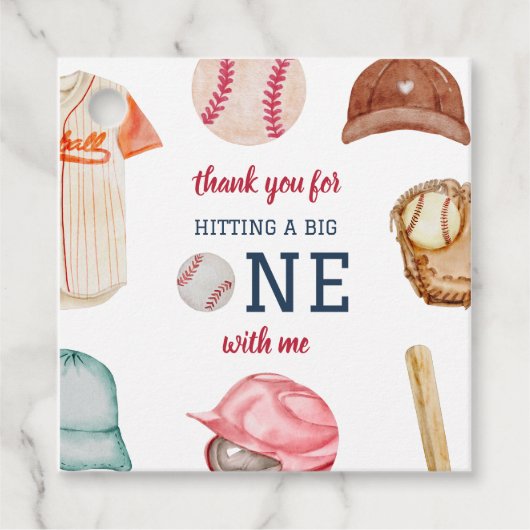 Étiquettes Cadeau Baseball Big One Boy 1er Anniversaire (Devant)