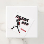Étiquettes Cadeau Baseball Rouge Noir Merci fête d'anniversaire (En situation)